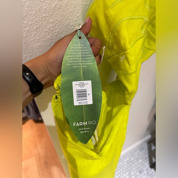 NWT -farm rio mosteria midi dress lime green size M linen blend - Picture 8 of 11